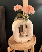 Rabbit Fur Statement Vase, real rabbit fur wrapped sculptural home decor — view 4