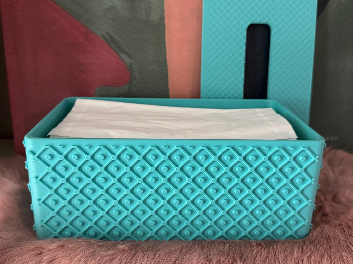 Tissue Box Holder Rectangular, Trellis Lattice 3D Printed Cover — view 4