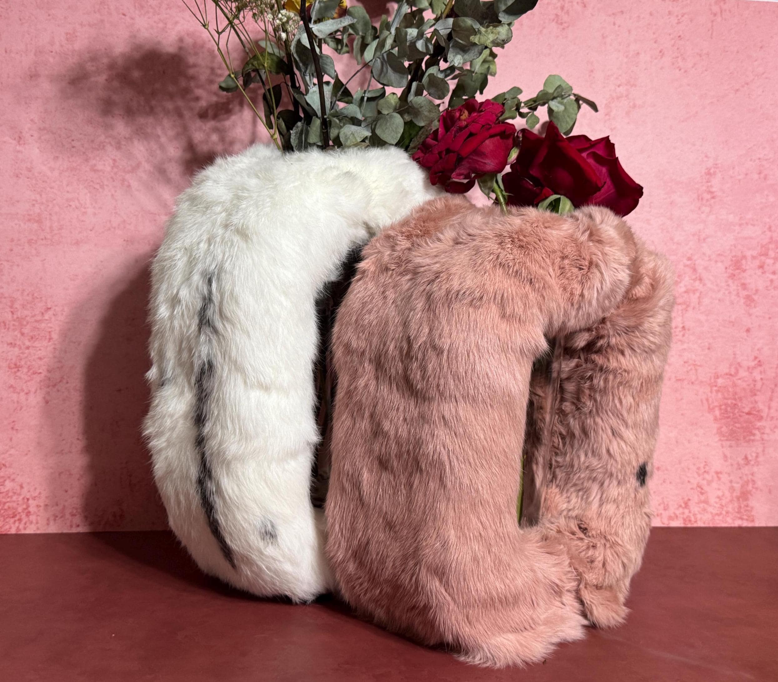 Rabbit Fur Statement Vase, real rabbit fur wrapped sculptural home decor by Divoire