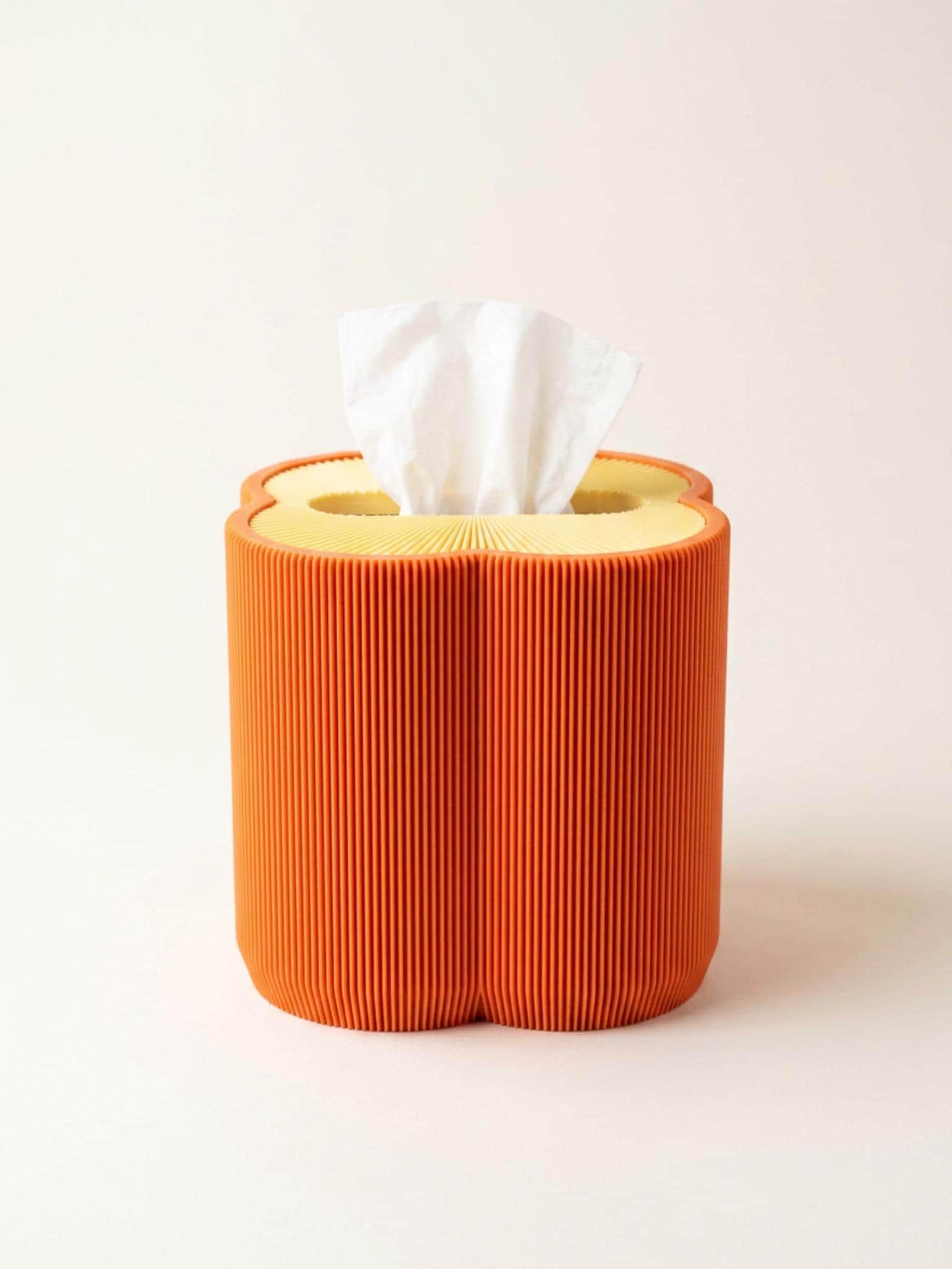 Square Tissue Box Cover, Clover Ribbed Kleenex Cube Holder by Divoire
