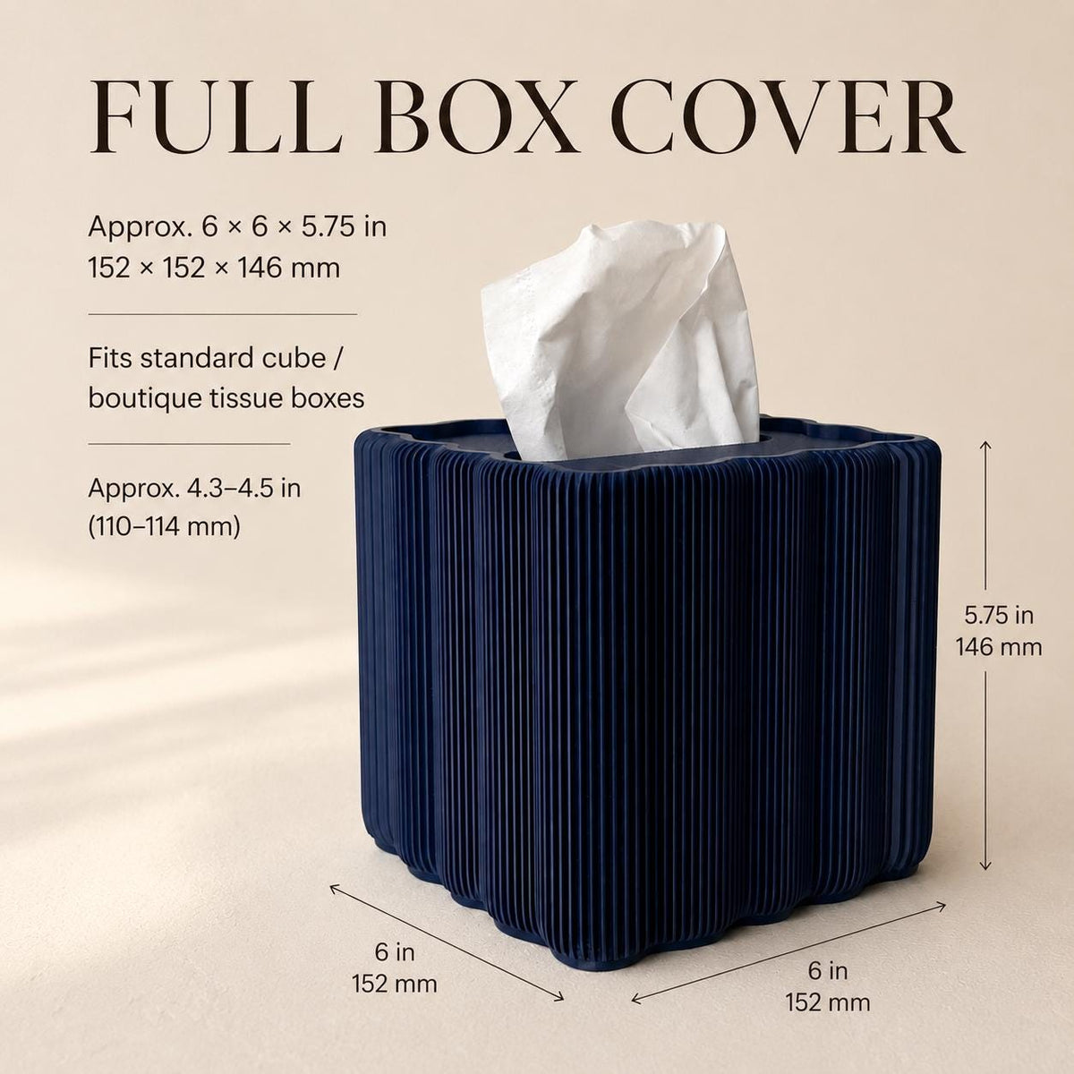 Tissue Box Cover, Square Kleenex Cube Holder — view 7