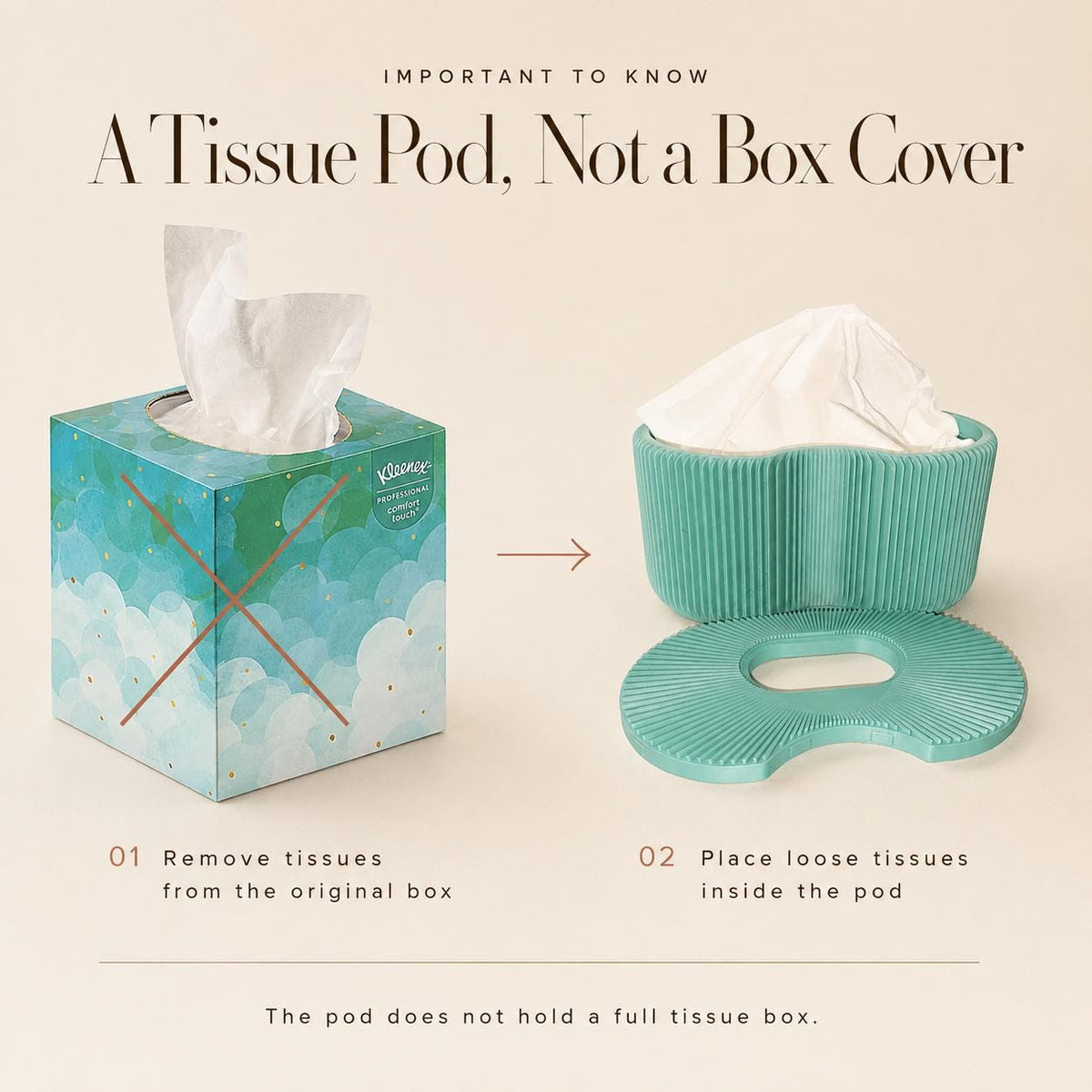 Desk Tissue Holder, Refillable Kleenex Holder for Desk & Office — view 4