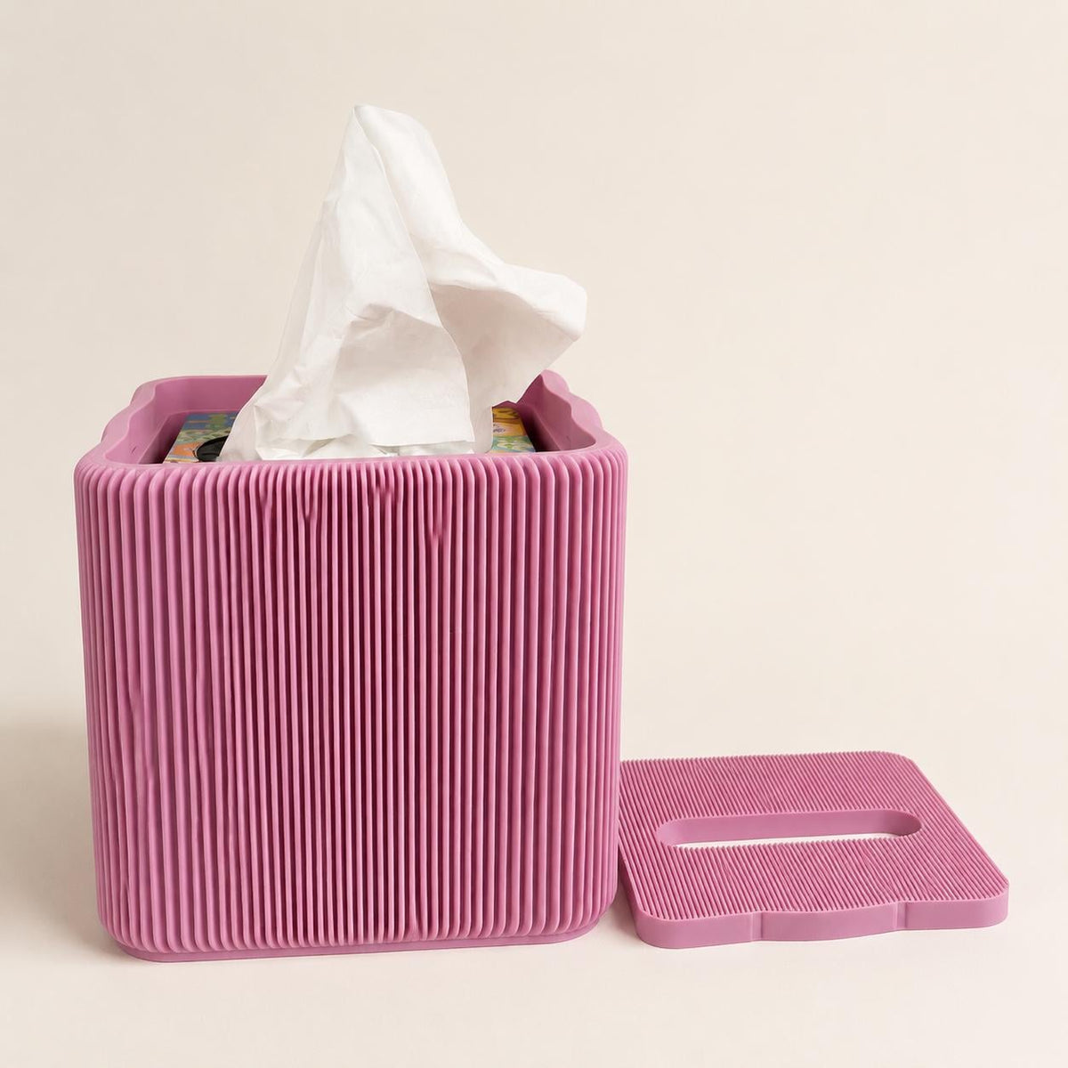 Kleenex Box Cover Square, Lotus Ribbed Cube Tissue Holder — view 5