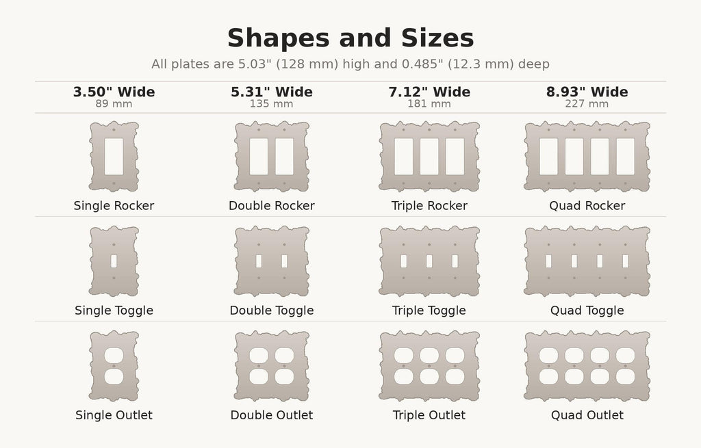 Baroque Switch Plate — shapes and sizes