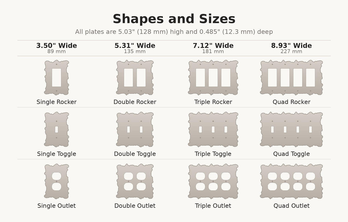 Baroque Switch Plate — shapes and sizes