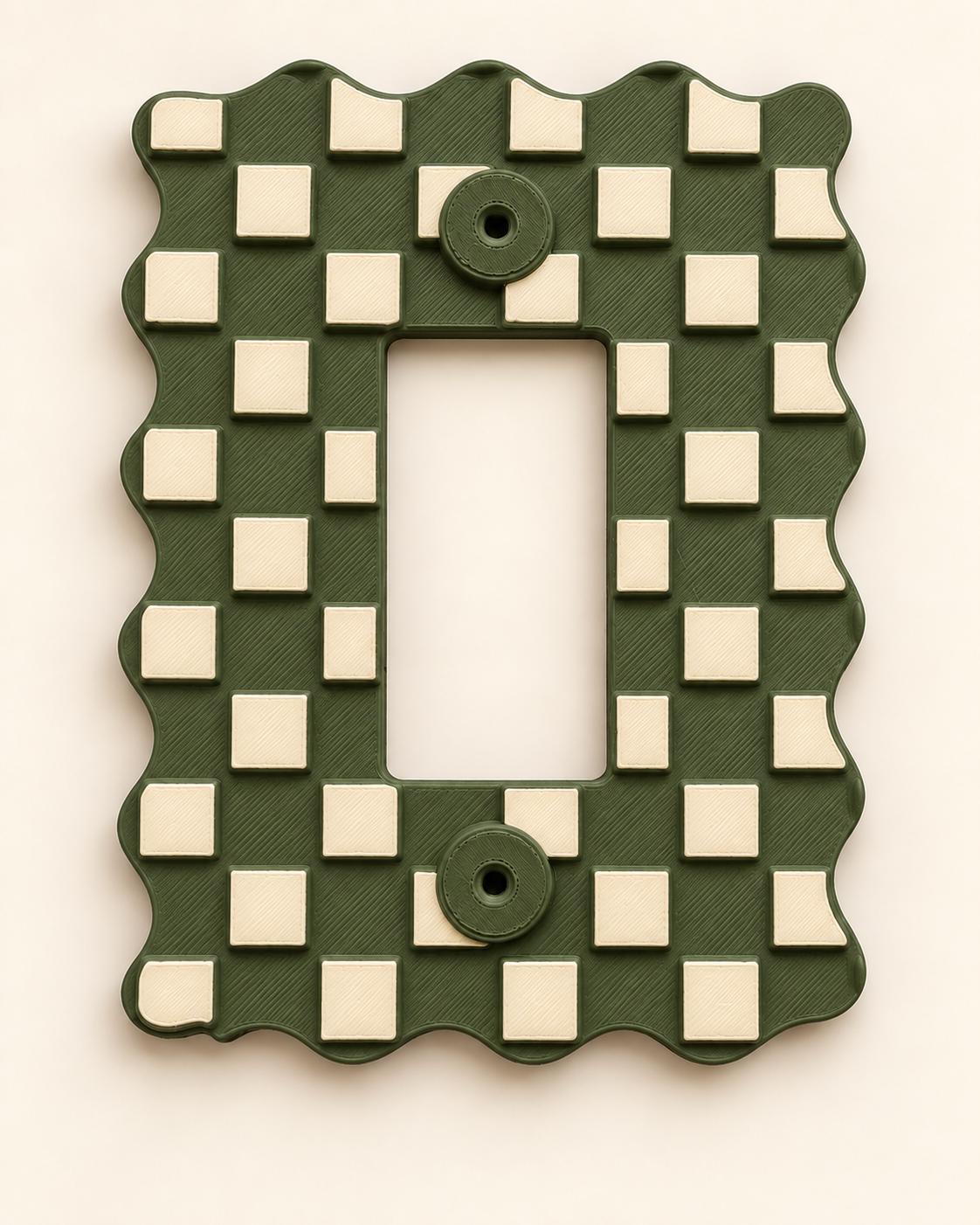 Colorful Light Switch Cover, Checkered Wall Plate by Divoire