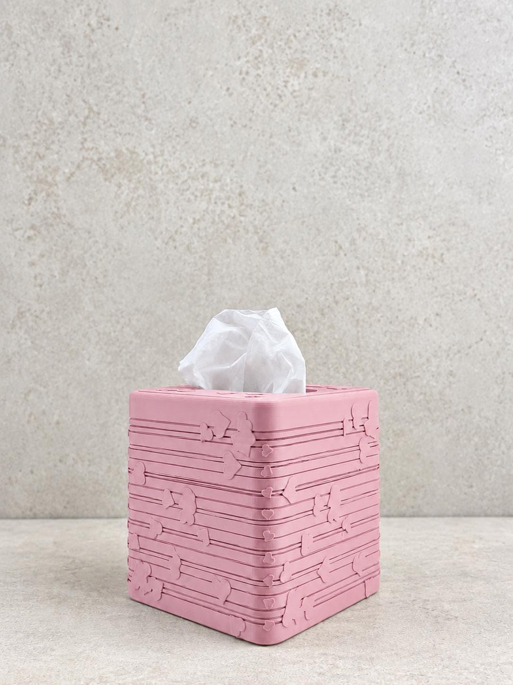 Heart Cube Tissue Box Cover, blush