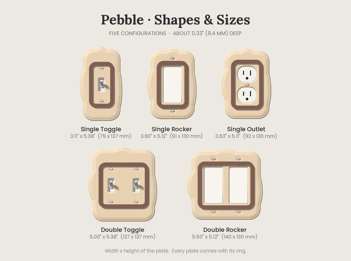 Pebble Switch Plate, shapes and sizes