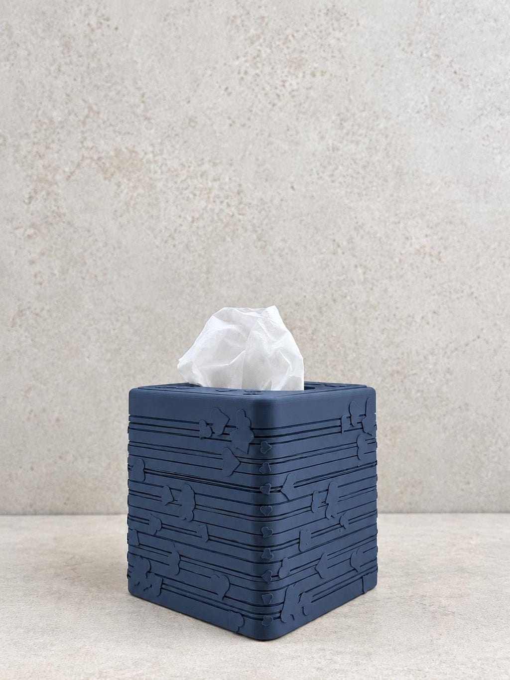 Heart Cube Tissue Box Cover, navy