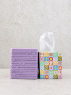 Heart Cube Tissue Box Cover, next to a cube tissue box
