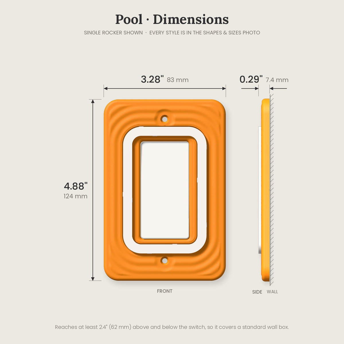 Pool Switch Plate, dimensions