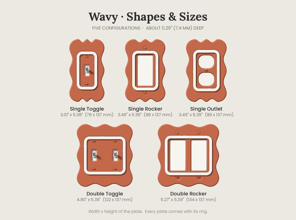 Wavy Switch Plate, shapes and sizes