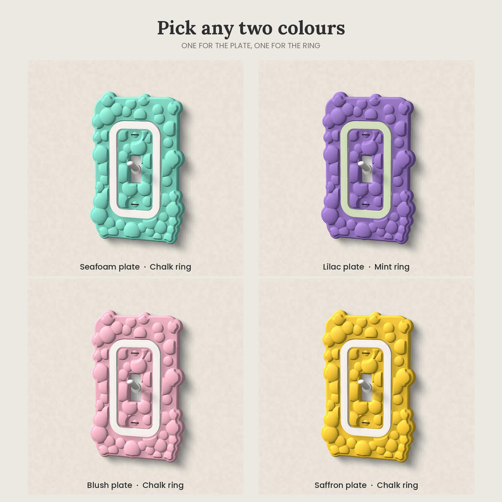 Bubble Switch Plate, color combinations