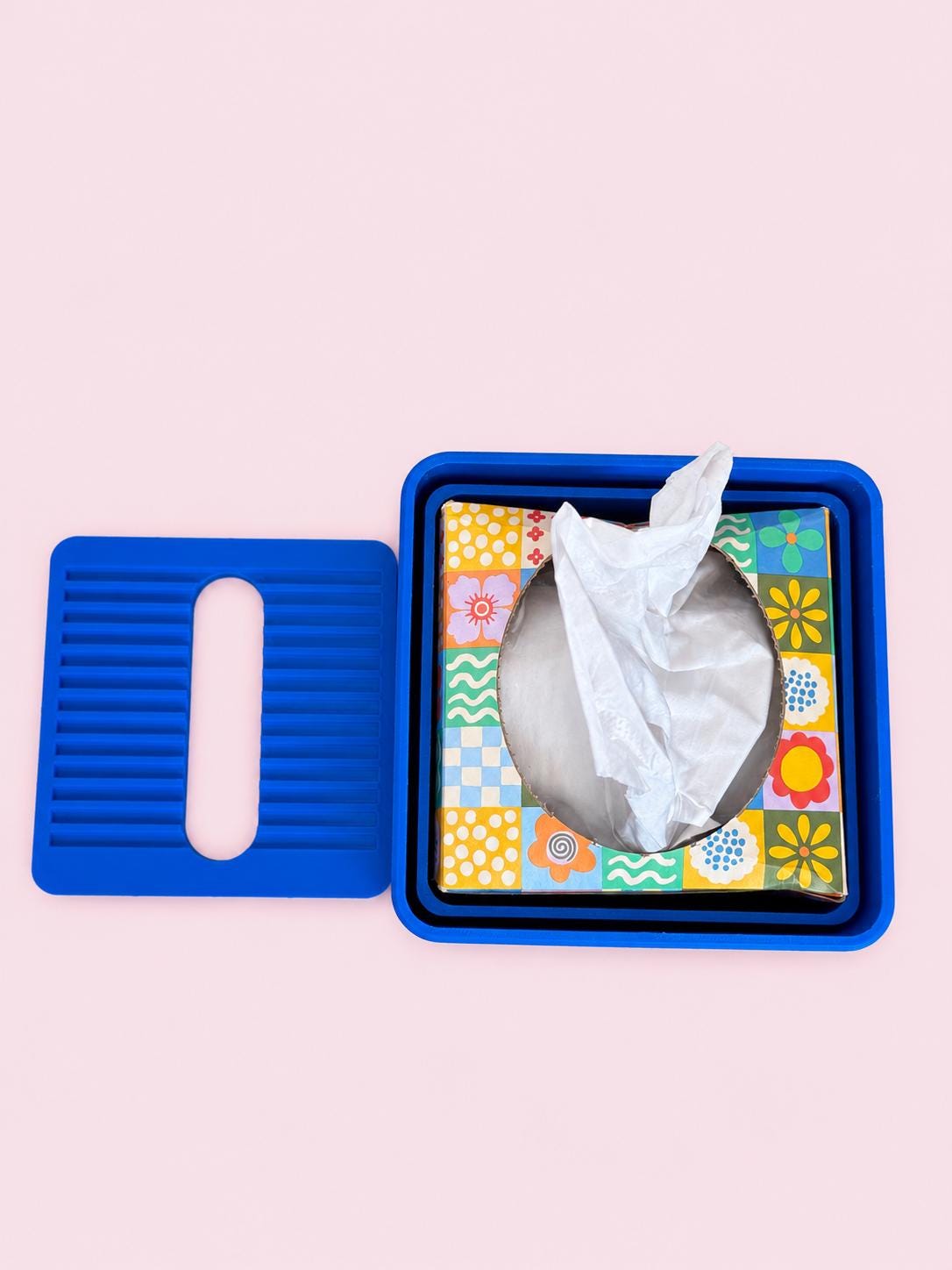 Cartouche Monogram Tissue Box Cover, view 4
